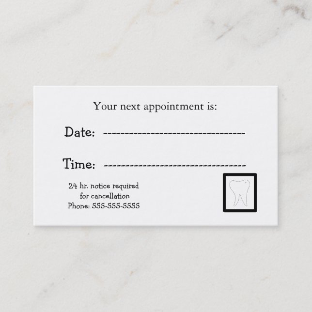Dental Appointment Notice Card (Front)