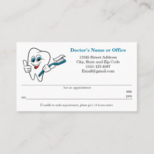 Dental Appointment Reminder  Business Card