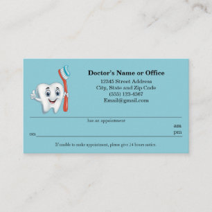 Dental Appointment Reminder Business Card