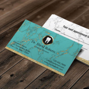 Dental Appointment Trendy Turquoise Marble Dentist Card