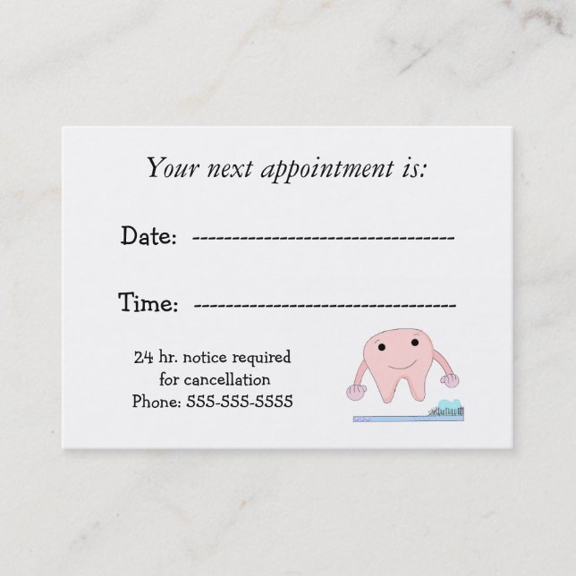 Dental Appointment with Cute Tooth (Front)