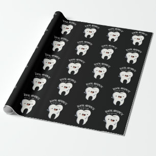 Dental Arithmetic Funny Tooth Pun Dark BG Wrapping Paper