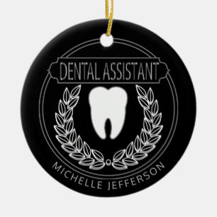 Dental 🦷 Assistant  - Black, White and Silver Ceramic Ornament