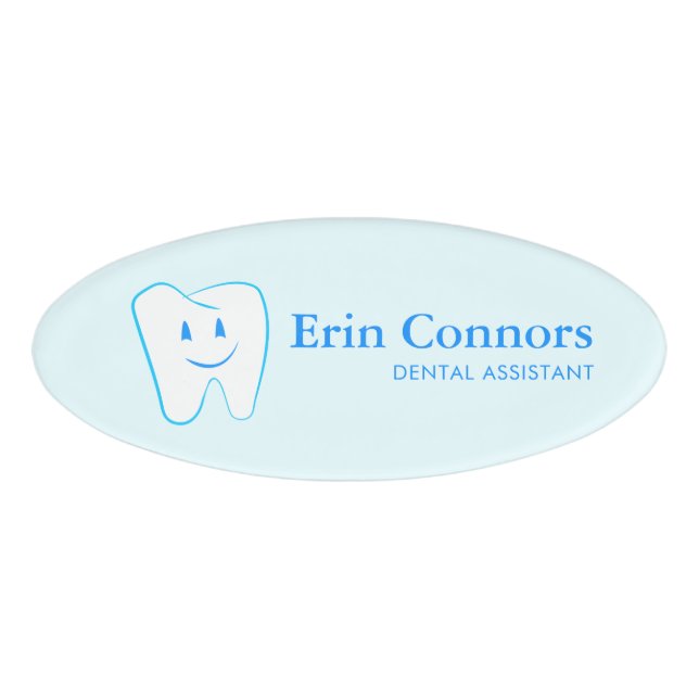 Dental Assistant Dentist Smiling Tooth Name Tag (Front)
