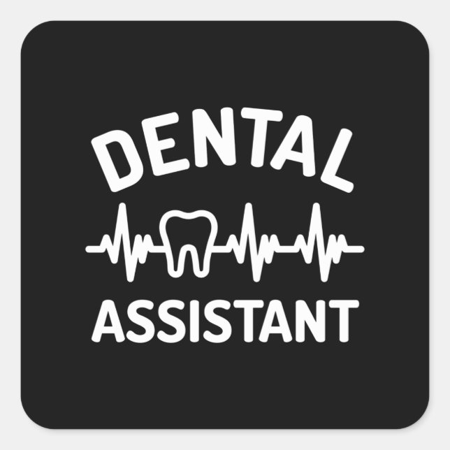 Dental assistant, ekg, heartbeat square sticker (Front)