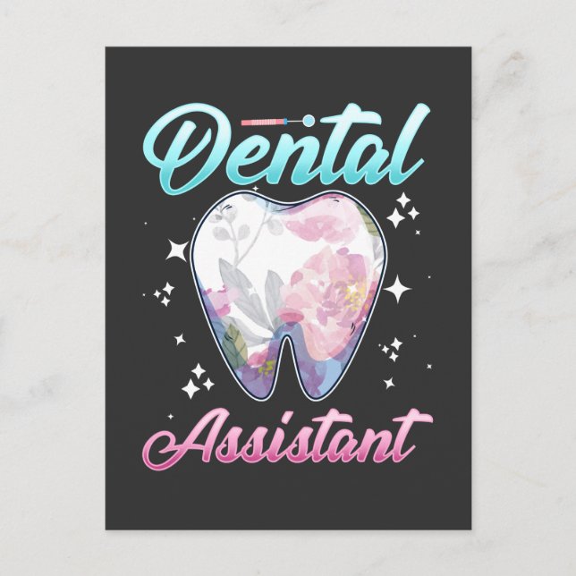 Dental Assistant Floral Tooth Dentist profession Postcard (Front)
