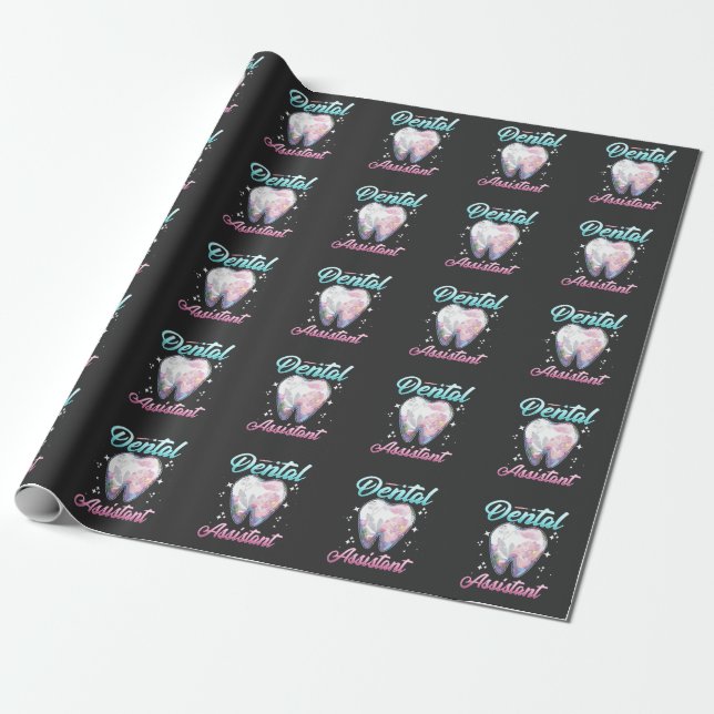 Dental Assistant Floral Tooth Dentist profession Wrapping Paper (Unrolled)