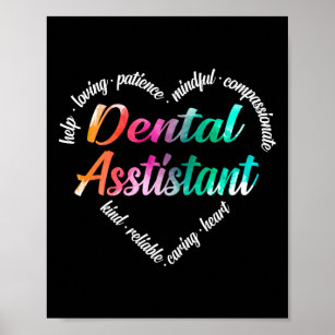 Dental Assistant Heart Word Cloud Watercolor Poster