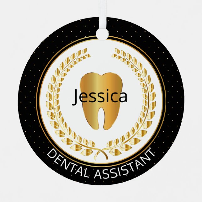 Dental 🦷 Assistant, Hygienist, Student - One Side Metal Ornament (Front)