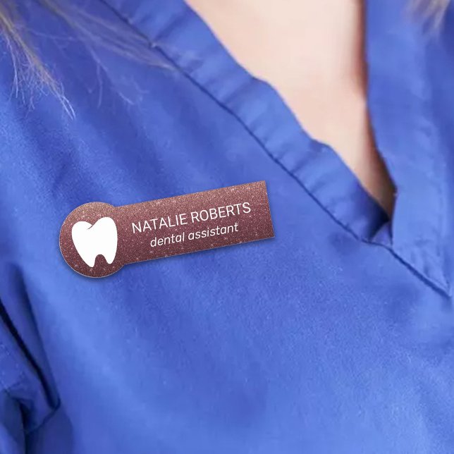 Dental Assistant Modern Burgundy Red Dentist Name Tag (Creator Uploaded)