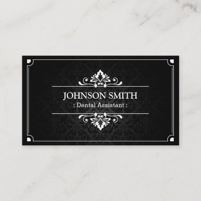 Dental Assistant - Shadow of Damask Business Card (Front)