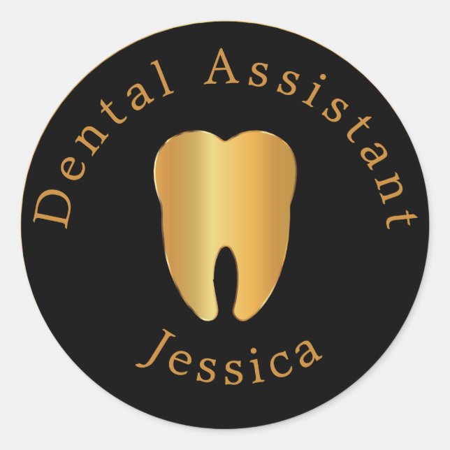 Dental Assistant with Name  Classic Round Sticker (Front)