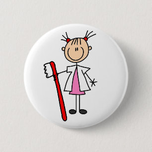 Dental Assistant With Toothbrush 2 Inch Round Button