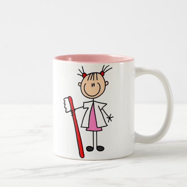 Dental Assistant With Toothbrush Two-Tone Coffee Mug (Right)