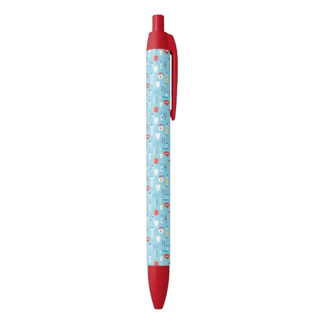 Dental Blue Pattern Black Ink Pen (Bottom (Vertical))