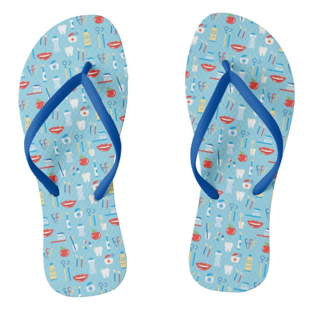 Dental Blue Pattern Flip Flops (Footbed)