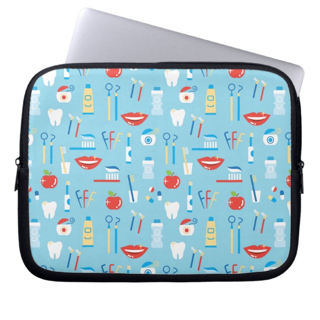 Dental Blue Pattern Laptop Sleeve (Front)
