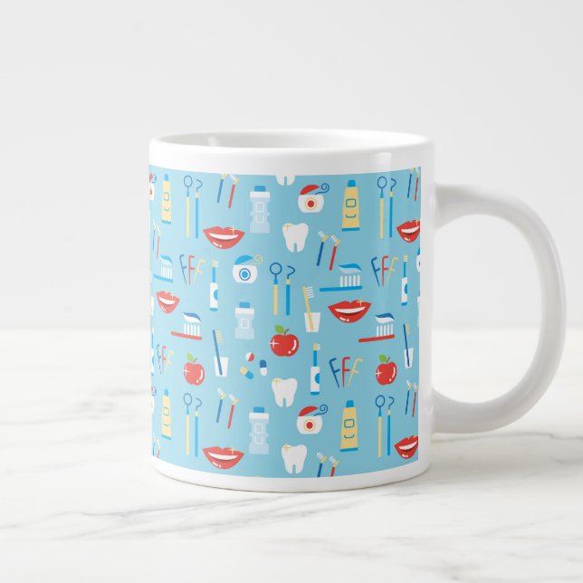 Dental Blue Pattern Large Coffee Mug (Right)