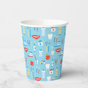 Dental Blue Pattern Paper Cups
