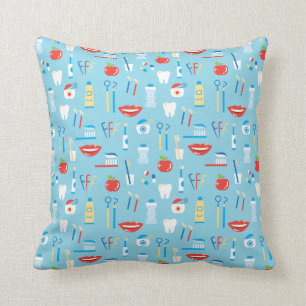 Dental Blue Pattern Throw Pillow