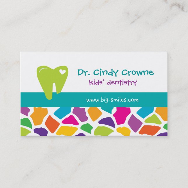 Dental Business Card Cute Giraffe Kids Blue (Front)