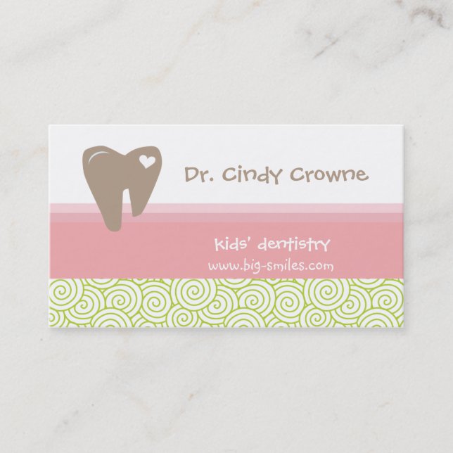Dental Business Card Cute Heart Tooth Circles PGB (Front)