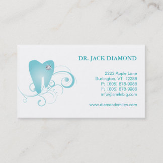 Dental Business Card Diamond Tooth Logo Blue 2