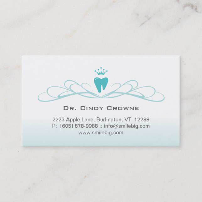 Dental Business Card Swirl Tooth Logo Blue (Front)