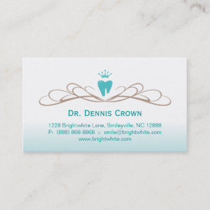 Dental Business Card Swirl Tooth Logo Blue Brown