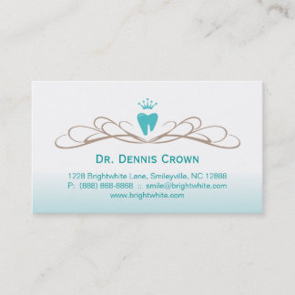 Dental Business Card Swirl Tooth Logo Blue Brown
