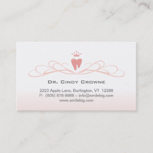 Dental Business Card Swirl Tooth Logo Pink