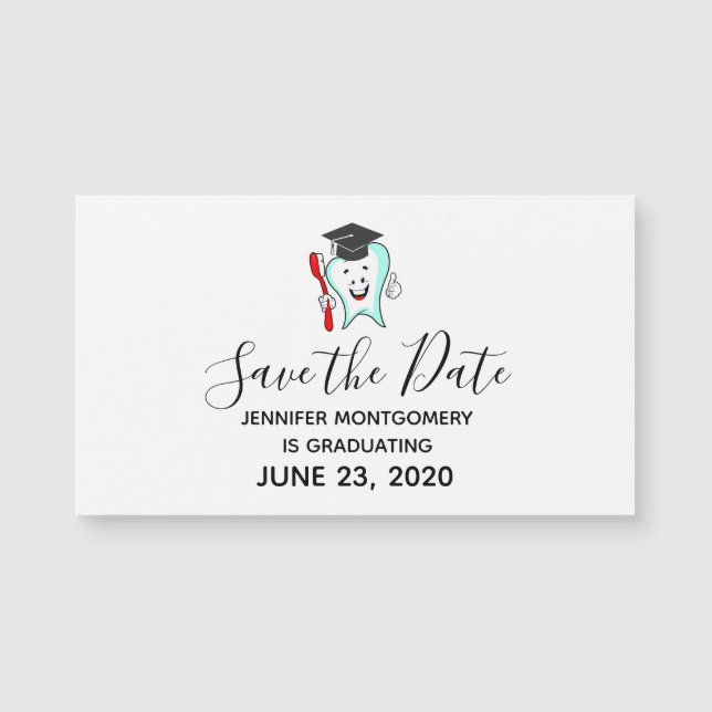 Dental Care Happy Tooth Graduation Save the Date (Front)