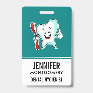 Dental Care Happy Tooth with Toothbrush Badge
