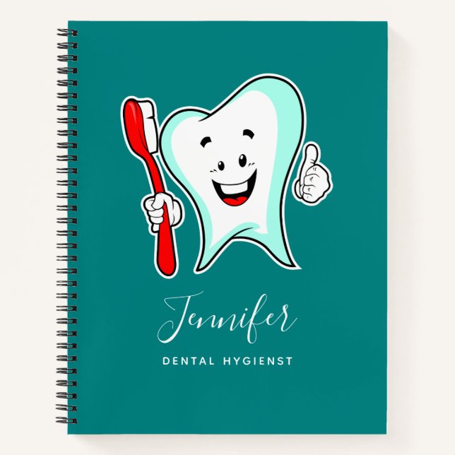 Dental Care Happy Tooth with Toothbrush Notebook (Front)