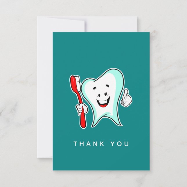 Dental Care Happy Tooth with Toothbrush Thank You (Front)