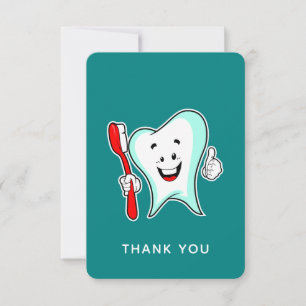 Dental Care Happy Tooth with Toothbrush Thank You Card