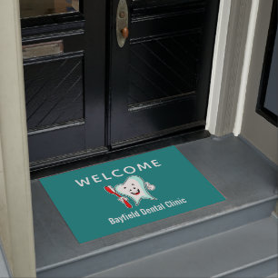 Dental Care Happy Tooth with Toothbrush Welcome Doormat