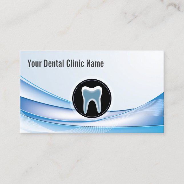 Dental Care Modern Blue Curve Dentist Business Card (Front)