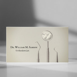 Dental Care Orthodontist rustic Dentist tools Business Card