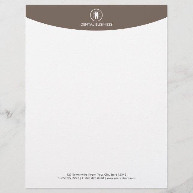 Dental Care Simple Tooth Icon Modern Dentist Letterhead (Front)