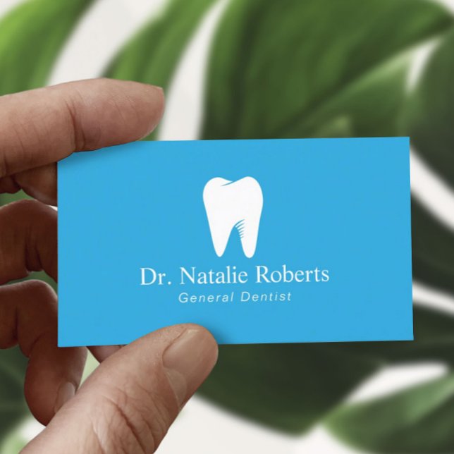 Dental Care Tooth Logo Plain Sky Blue Dentist Appointment Card (Creator Uploaded)