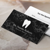 Dental Care Tooth Logo Vintage Black Floral