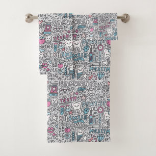 Dental Cartoon Pattern Bath Towel Set