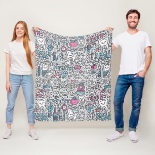 Dental Cartoon Pattern Fleece Blanket