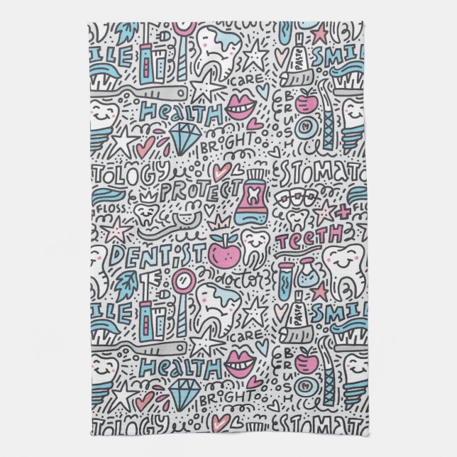Dental Cartoon Pattern Kitchen Towel (Vertical)