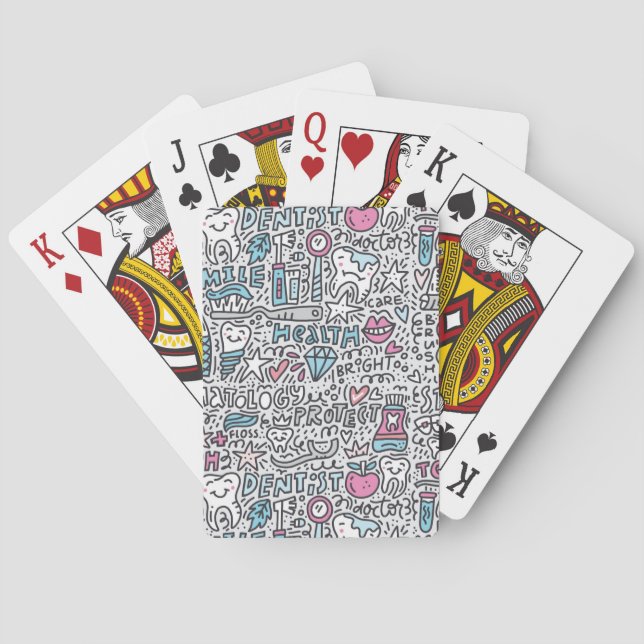 Dental Cartoon Pattern Playing Cards (Back)