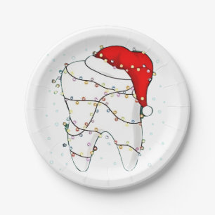 Dental Christmas Dunny Dentist Holiday Paper Plate