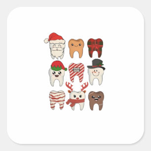 Dental Christmas Funny Dentist Holiday Square Sticker