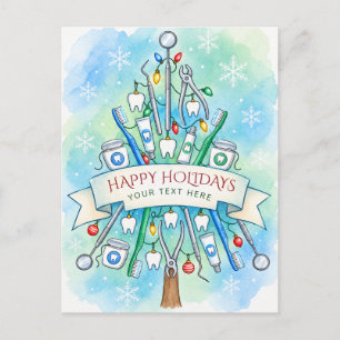 Dental Christmas Tree Dentist Christmas Holiday Postcard