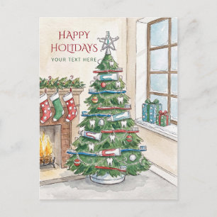 Dental Christmas Tree Dentist Christmas Holiday Postcard